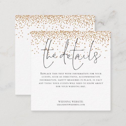 MINI SIZE Wedding Details Script Gold Glitter Enclosure Card