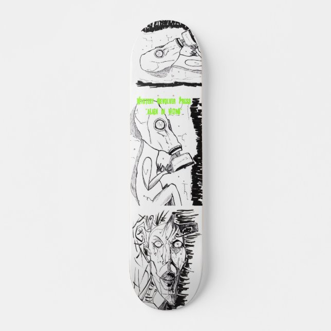 Mini skateboard Designed by Mystery Revolver Deck (Front)