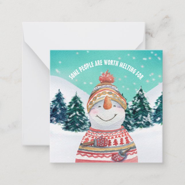 MINI Snowman Some People Worth Melting For Holiday Note Card (Front)