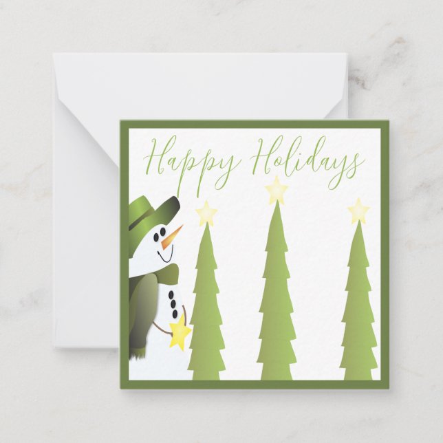 Mini Snowman To and From Paper Note Card (Front)