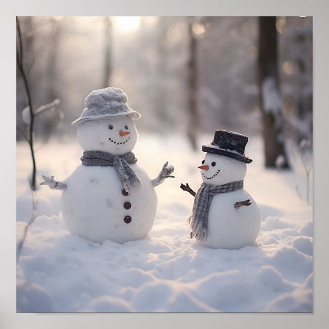Mini Snowmen on a Bright Day Poster (Front)