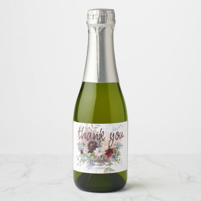 Mini Sparkling Wine Bottle Labels Thank You (Front)