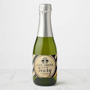 Mini Sparkling Wine Label Gothic Wedding Favor