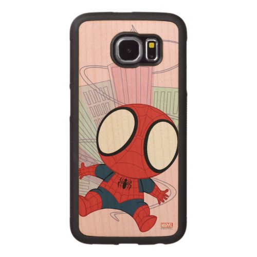 Mini Spider_Man  City Graphic Carved Wood Samsung Galaxy S6 Case