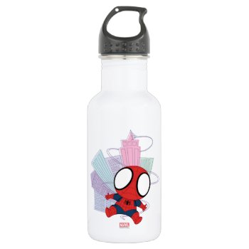 Mini Spider-man & City Graphic Stainless Steel Water Bottle by spidermanclassics at Zazzle