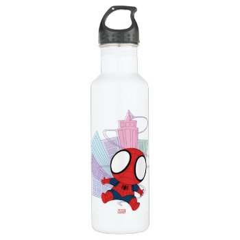 Mini Spider-man & City Graphic Stainless Steel Water Bottle by spidermanclassics at Zazzle