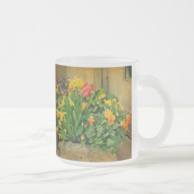 Mini Springtime Garden Frosted Glass Coffee Mug (Right)