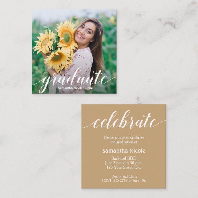 MINI Square 2.5" Photo Graduate Invitations (Front/Back)