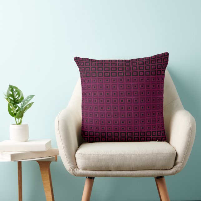 Mini Squares In Squares Magenta Aubergine  Throw Pillow (Chair)