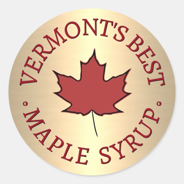 Mini State Name Red Leaf Maple Syrup Promotional   Classic Round Sticker (Front)