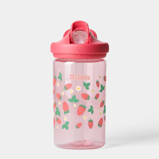 Mini Strawberry Blossom Personalized  Water Bottle (Front)