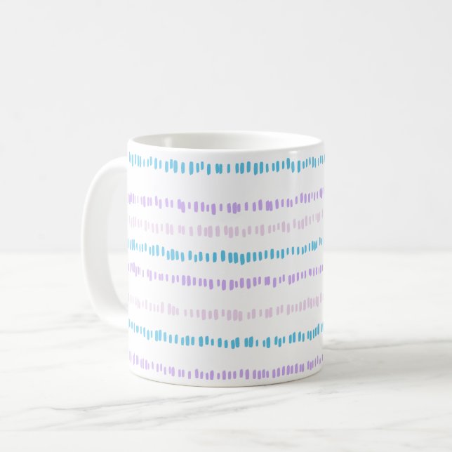 Mini Strokes Pattern Turquoise Purple Pink Coffee Mug (Front Left)