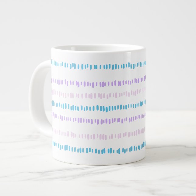 Mini Strokes Pattern Turquoise Purple Pink Giant Coffee Mug (Front Left)