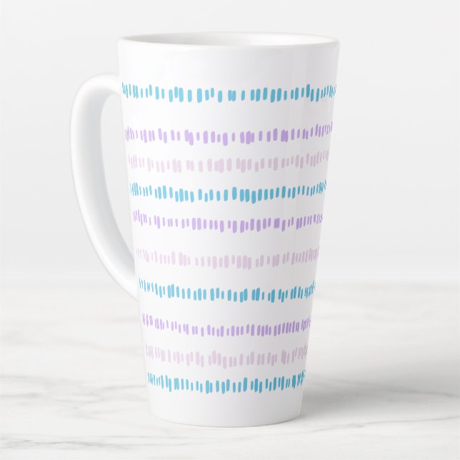 Mini Strokes Pattern Turquoise Purple Pink Latte Mug (Left Angle)