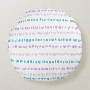 Mini Strokes Pattern Turquoise Purple Pink Round Pillow