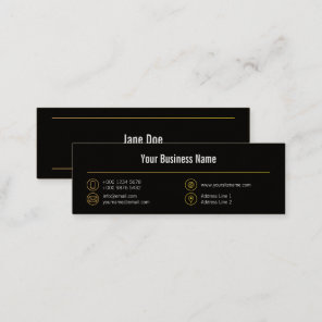 Mini Stylish Business Yellow Lines Icons Black Mini Business Card
