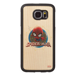 Mini Stylized Spider-Man in Web Carved Wood Samsung Galaxy S6 Case