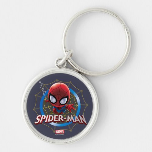 Mini Stylized Spider_Man in Web Keychain