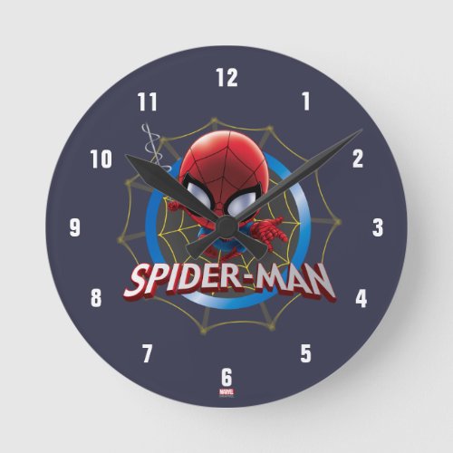 Mini Stylized Spider_Man in Web Round Clock