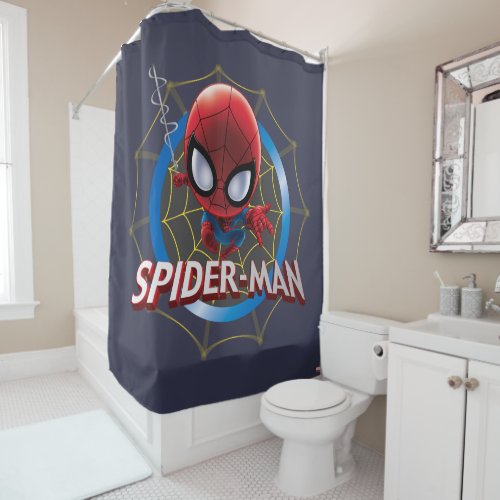 Mini Stylized Spider_Man in Web Shower Curtain