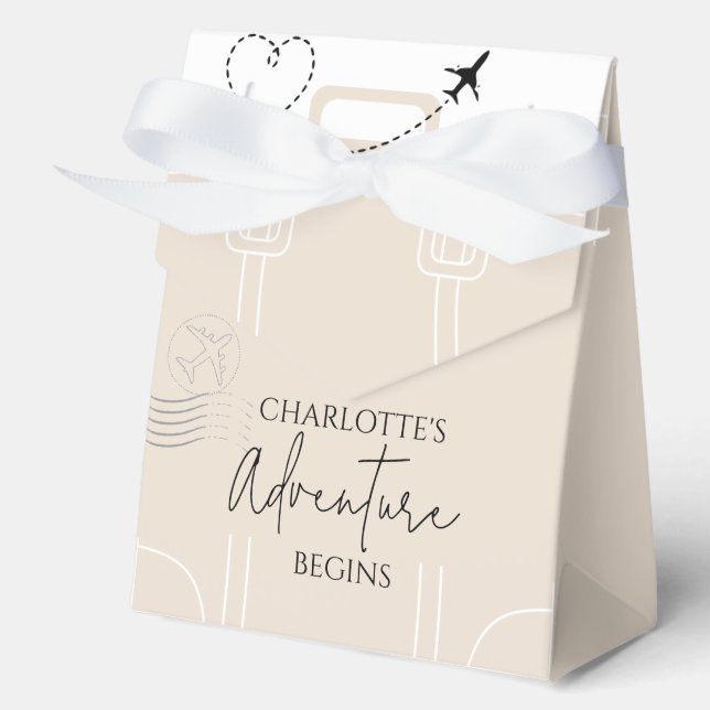 Mini Suitcase travel adventure begins Graduation Favor Boxes (Front)