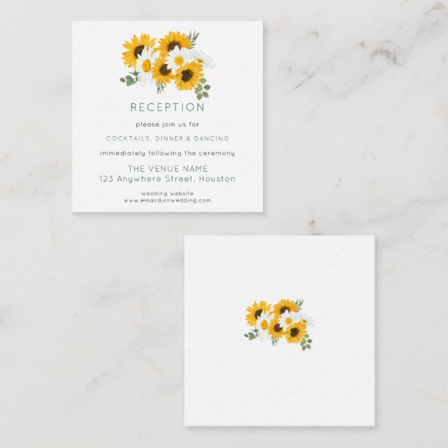MINI Sunflowers Wedding Reception Details Enclosure Card (Front/Back)