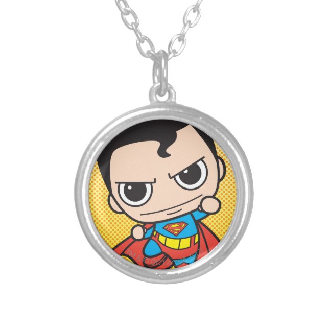 Mini Superman Flying Silver Plated Necklace (Front)