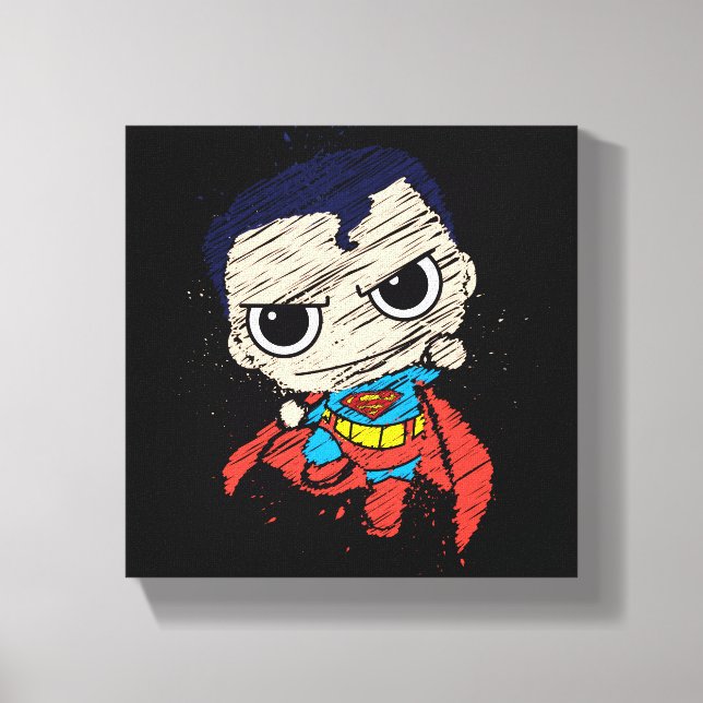 Mini Superman Sketch - Flying Canvas Print (Front)