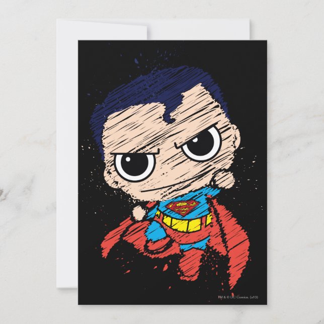 Mini Superman Sketch - Flying Invitation (Front)