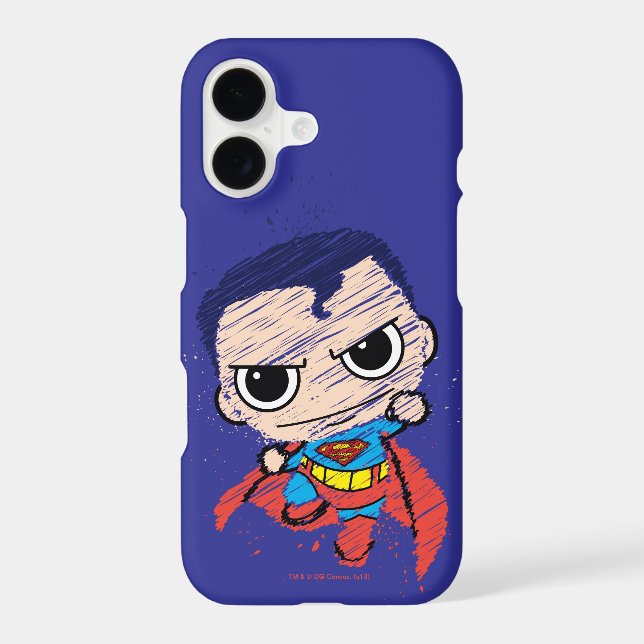 Mini Superman Sketch - Flying Iphone Case (Back)