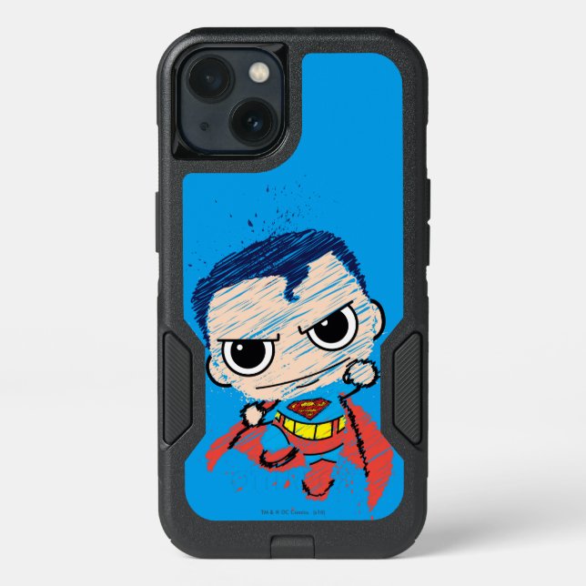 Mini Superman Sketch - Flying Otterbox iPhone Case (Back)