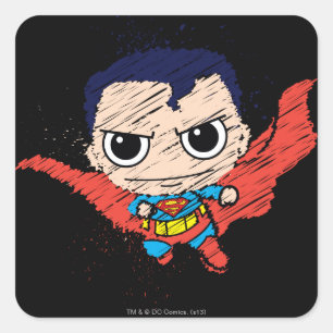 Mini Superman Sketch Square Sticker