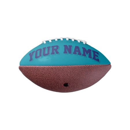 Mini Teal And Navy Blue Personalized Football