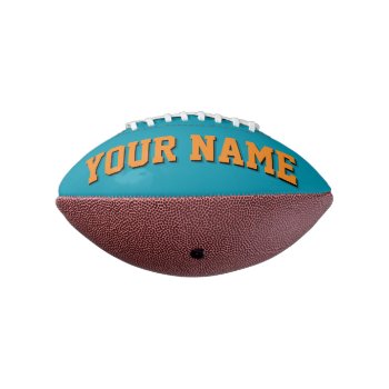 Mini Teal And Orange Personalized Football by MINI_FOOTBALLS at Zazzle