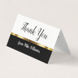 Mini Thank You Notes Card<br><div class="desc">Use these classy mini thank you note cards to thank your customers, employees, business associates, or party guests on a budget. Designed with an elegant look in a card the size of a business card in a tent folded style you can customize online. Created in gold, black and white with...</div>