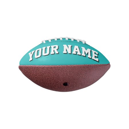 Mini Turquoise And White Personalized Football
