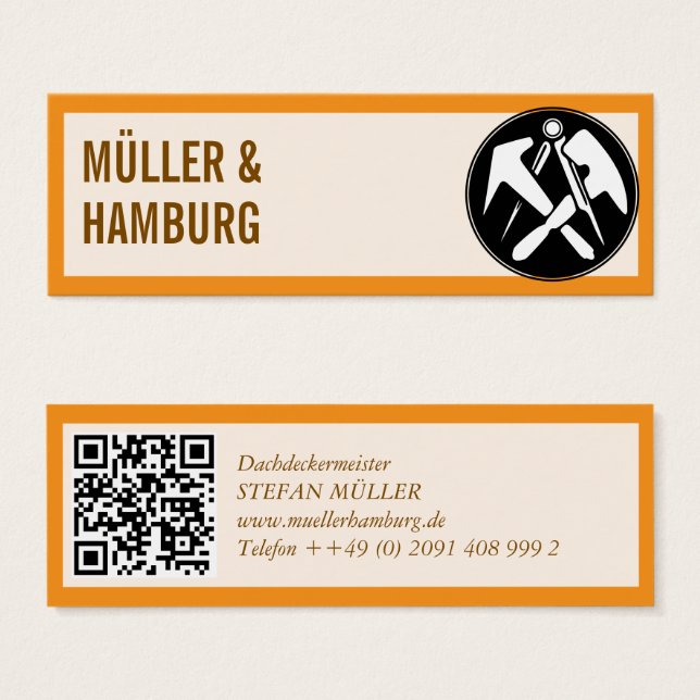 Mini Visitenkarten Dachdecker QR Code (Front & Back)