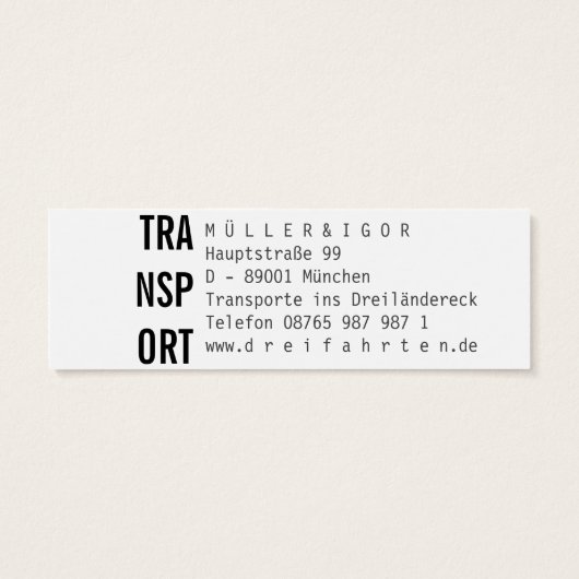 Mini Visitenkarten Transporte Kurier Fahrer (Back)