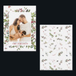 Mini Warm Winter Berry Merry Christmas Photo Note Card<br><div class="desc">Introducing our new Mini Warm Winter Berry Merry Christmas Photo Note Card! This beautiful 3.5x2.5 card features your favorite vertical (portrait orientation) photo, perfectly arranged with a trendy, loose arrangement of festive watercolor winter berry botanicals frame. It's easily personalized, and all text fields can be edited to suit your needs....</div>