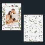 Mini Warm Winter Berry Merry Christmas Photo Note Card<br><div class="desc">Introducing our new Mini Warm Winter Berry Merry Christmas Photo Note Card! This beautiful 3.5x2.5 card features your favorite vertical (portrait orientation) photo, perfectly arranged with a trendy, loose arrangement of festive watercolor winter berry botanicals frame. It's easily personalized, and all text fields can be edited to suit your needs....</div>