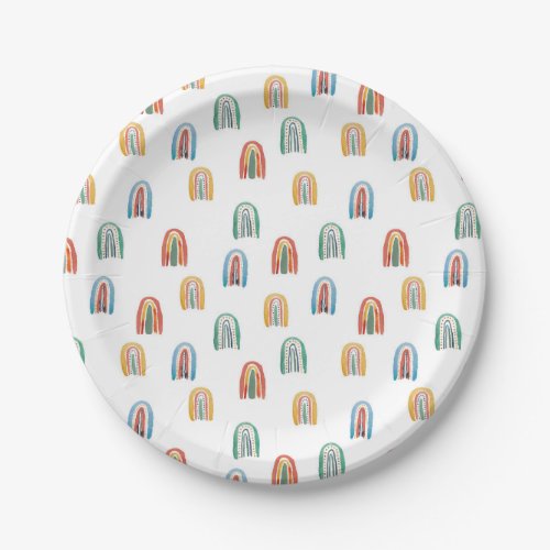 mini watercolor rainbows paper plates