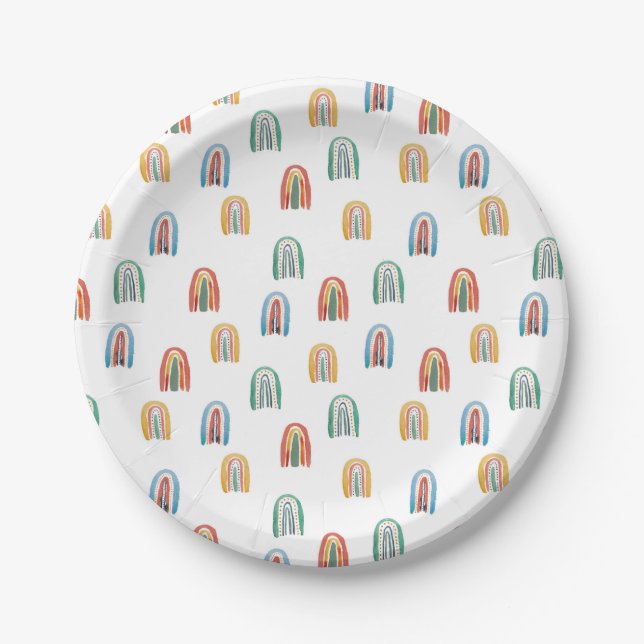 mini watercolor rainbows paper plates (Front)