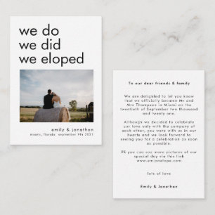 MINI We Do We Did We Eloped Photo Announcement