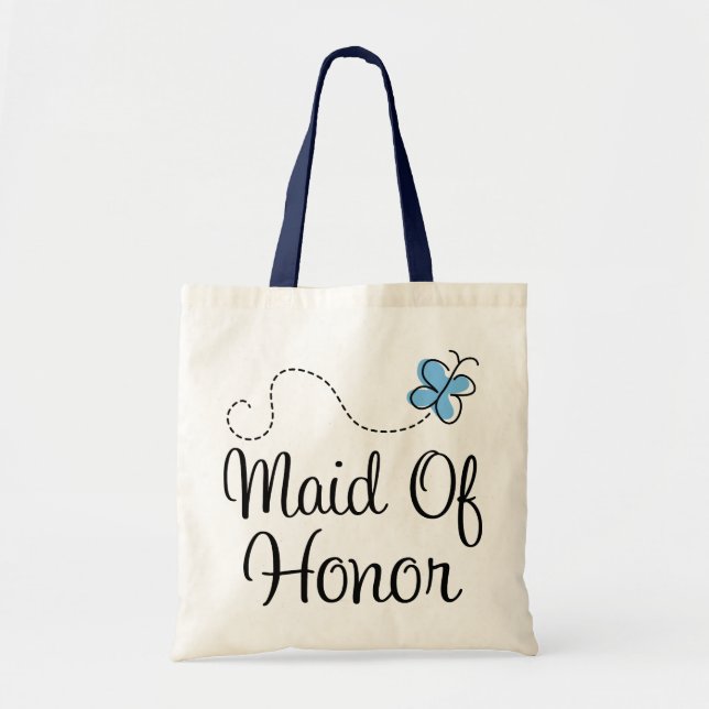 Mini Wedding Day Maid Of Honor Blue Tote Bag (Front)