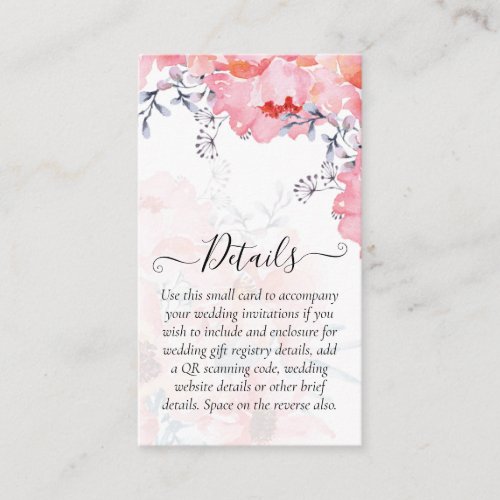 MINI Wedding Details BUDGET MODERN Enclosure Card