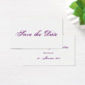 Mini wedding Save the Date cards in purple (Desk)