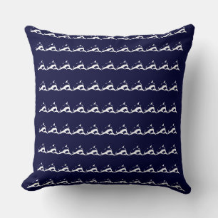 mini white DOLPHIN on navy blue pillow