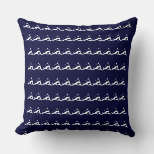 mini white DOLPHIN on navy blue pillow