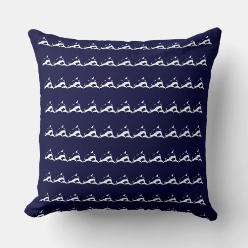 mini white DOLPHIN  on navy blue pillow
