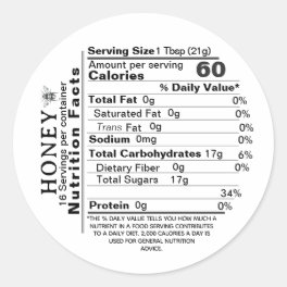 Mini White Nutrition Facts Vintage Bee Honey Label